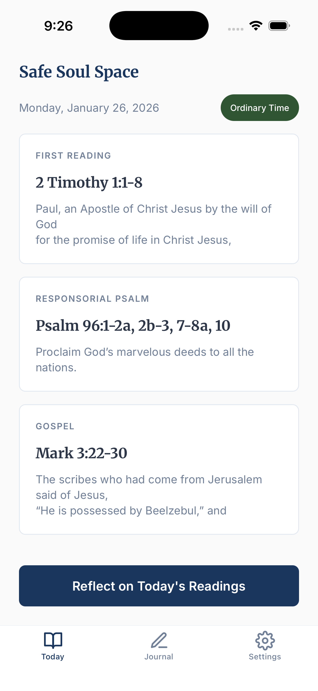 Safe Soul Space Home Screen